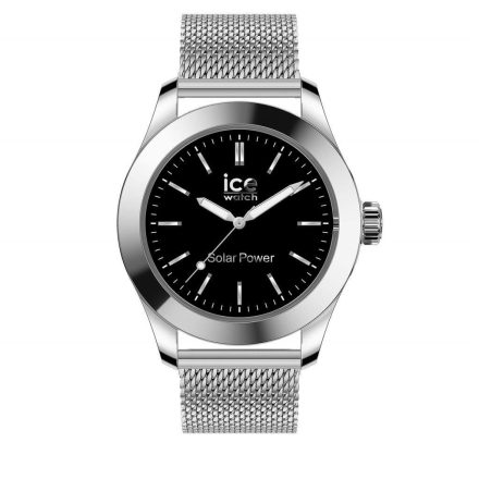 ICE Steel Solar - Ezüst, fekete, milanese szíjas, férfi karóra - 41 mm - (023795)
