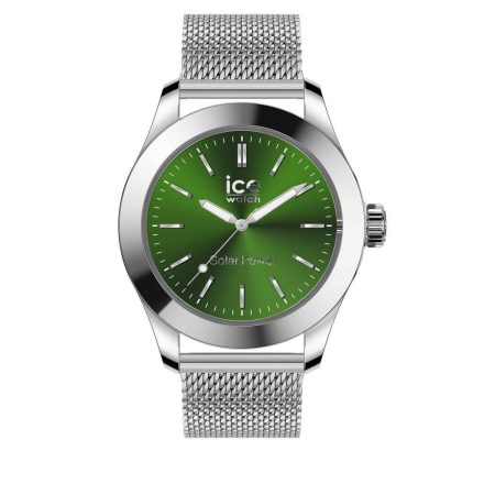 ICE Steel Solar - Ezüst, zöld, milanese szíjas, férfi karóra - 41 mm - (023796)