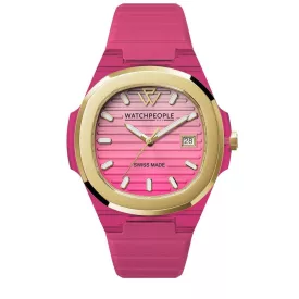   WATCHPEOPLE WP7 - Feltűnő rózsaszín, női karóra - 43 mm - (700930)