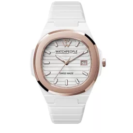   WATCHPEOPLE WP7 - Fehér, rozé arany, női karóra - 43 mm - (700939)