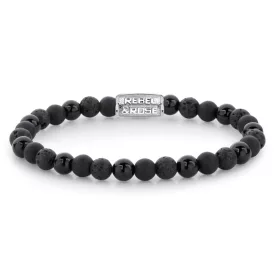   Rebel and Rose - Fekete sziklák karkötő, unisex divatékszer - (RR-60033-S-XS)