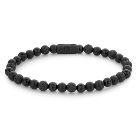 Rebel and Rose - Fekete sziklák karkötő, unisex divatékszer - (RR-60088-B-L+)
