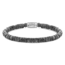   Rebel and Rose -Szürke csábítás szeletek féldrágaköves karkötő, unisex divatékszer - (RR-60094-S-S)