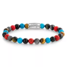   Rebel and Rose -Forró vörös nyár féldrágaköves karkötő, unisex divatékszer - (RR-60095-S-XS)