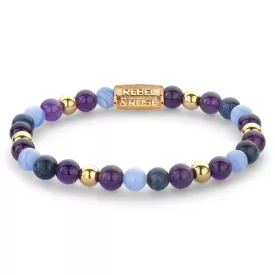   Rebel and Rose - A lilák kékek 18ct arany ionbevonatos karkötő, unisex divatékszer - (RR-60109-G-XS)