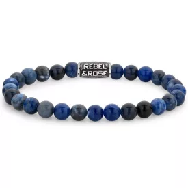   Rebel and Rose -Éjkék évjárat féldrágaköves karkötő, unisex divatékszer - (RR-60116-V-S)