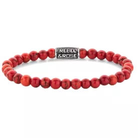   Rebel and Rose -Piros élvezet évjárat féldrágaköves karkötő, unisex divatékszer - (RR-60118-V-S)