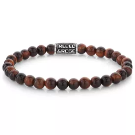   Rebel and Rose -Vörös tigris évjárat féldrágaköves karkötő, unisex divatékszer - (RR-60122-V-S)