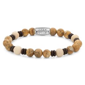   Rebel and Rose - Woodstock változatok féldrágaköves karkötő, férfi divatékszer - (RR-80092-S-S)