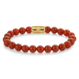   Rebel and Rose -Vörös Achát arany féldrágaköves karkötő, férfi divatékszer - (RR-8DV06-G-S)